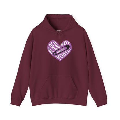 be-real-not-perfect-queen-hoodie-closeup-maroon