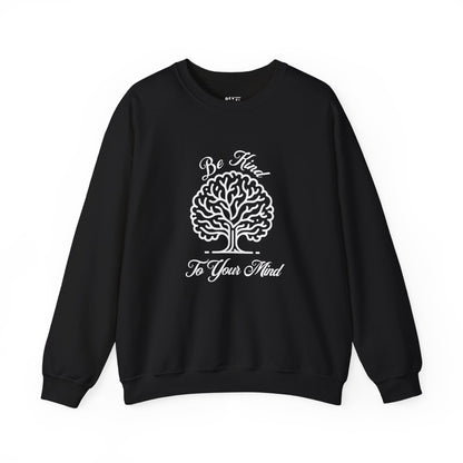 crewneck-sweatshirt-be-kind-to-your-mind-shirt-closeup-black