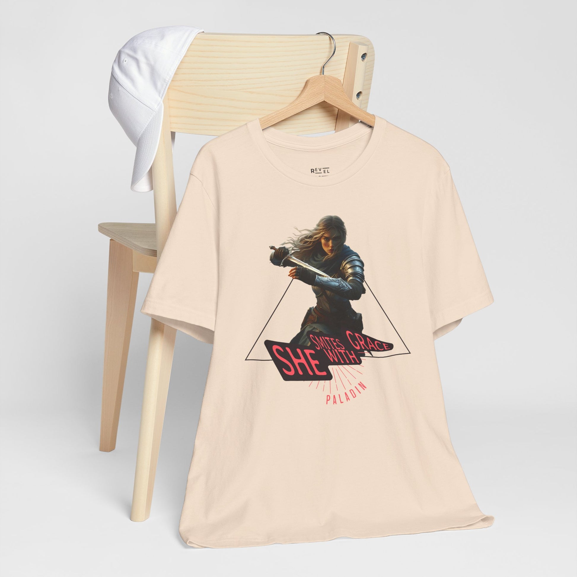soft-cream-t-shirt-with-female-paladin-graphic-design