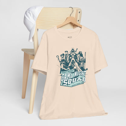 cream-t-shirt-with-'Game Night Squad'-graphic-tabletop-rpg-tee