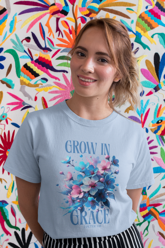 Grow in Grace Floral Christian T Shirt