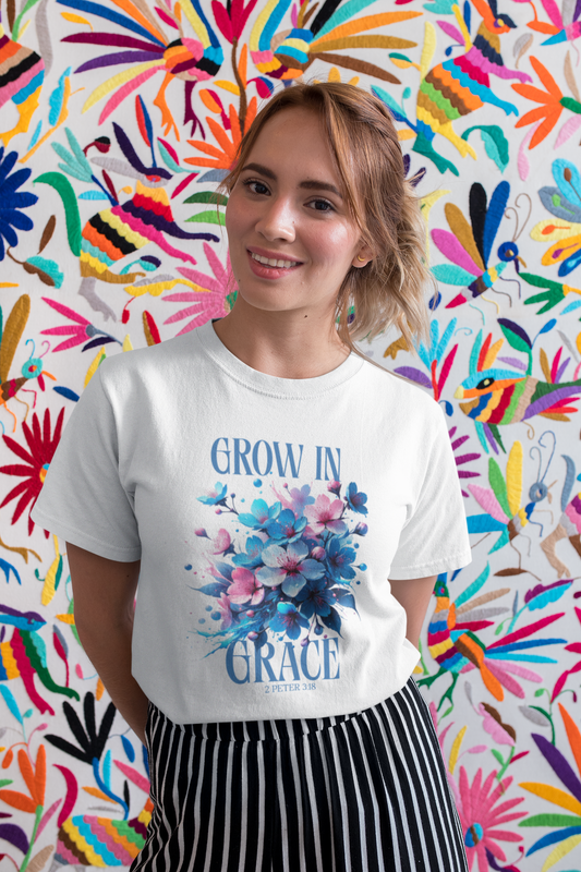 Grow in Grace Floral Christian T Shirt