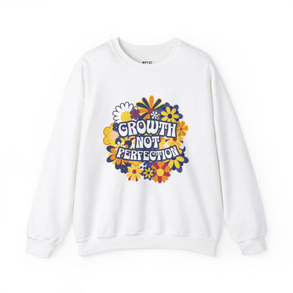 growth-not-perfection-woman-sweatshirt-closeup-white