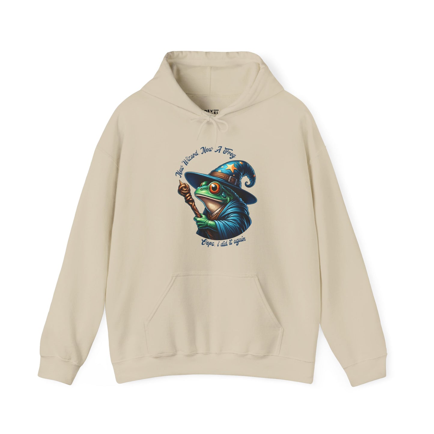 sand-hoodie-with-a-graphic-of-a-frog-in-a-witch-hat