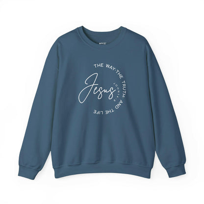 jesus-the-way-the-truth-and-the-life-woman-sweatshirt-closeup-indigo