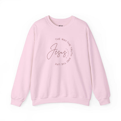 jesus-the-way-the-truth-and-the-life-woman-sweatshirt-closeup-pink
