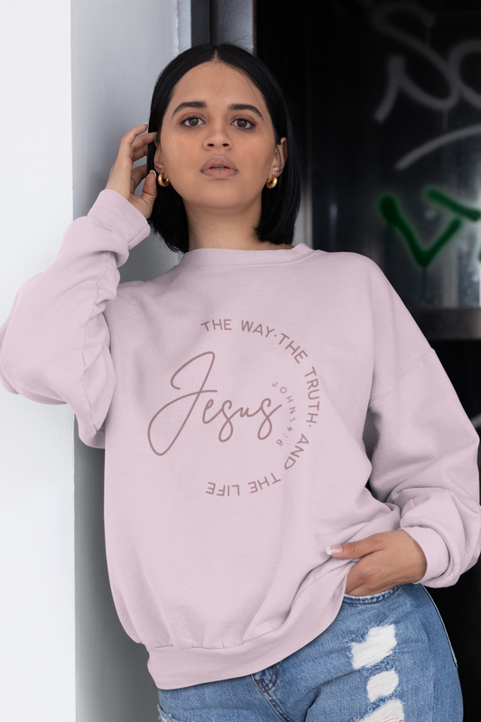 jesus-the-way-the-truth-and-the-life-woman-sweatshirt-pink