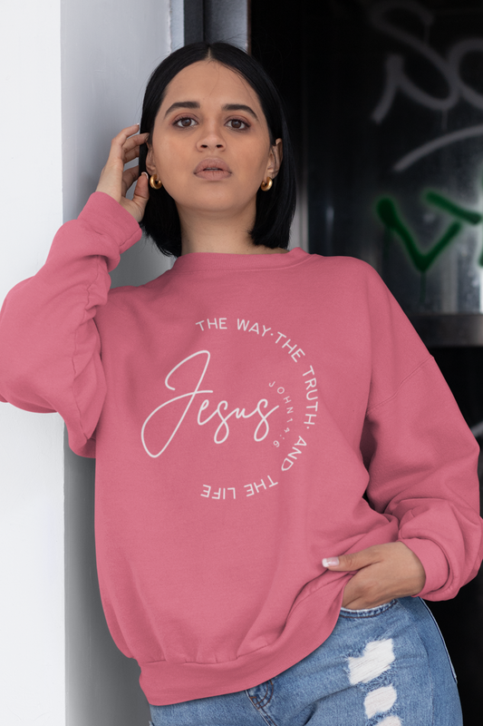 jesus-the-way-the-truth-and-the-life-woman-sweatshirt-safety-pink