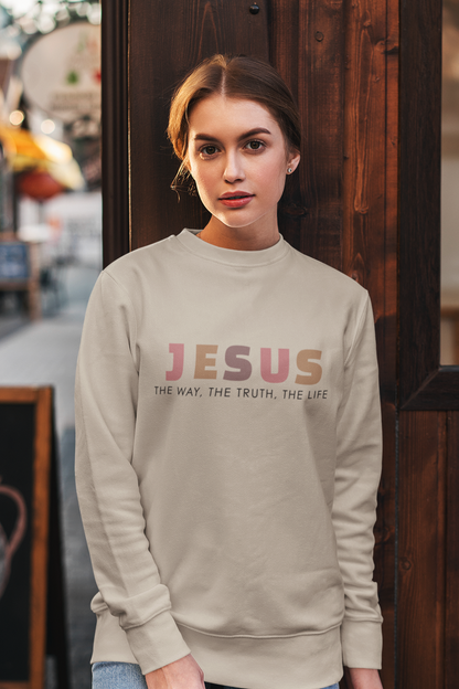 jesus-woman-sweatshirt-sand