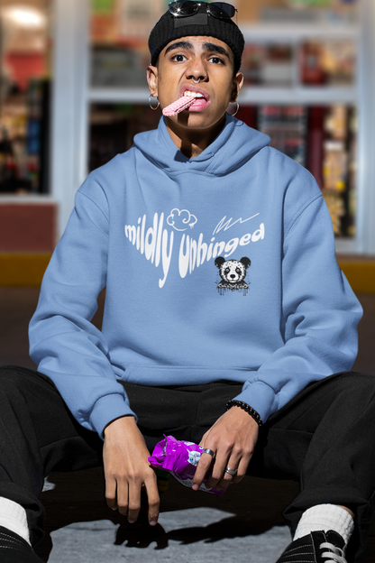 man-wearing-funny-hoodie-that-says-mildly-unhinged-blue