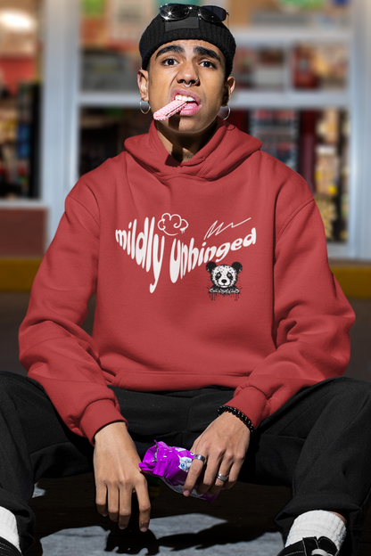 man-wearing-funny-hoodie-that-says-mildly-unhinged-red