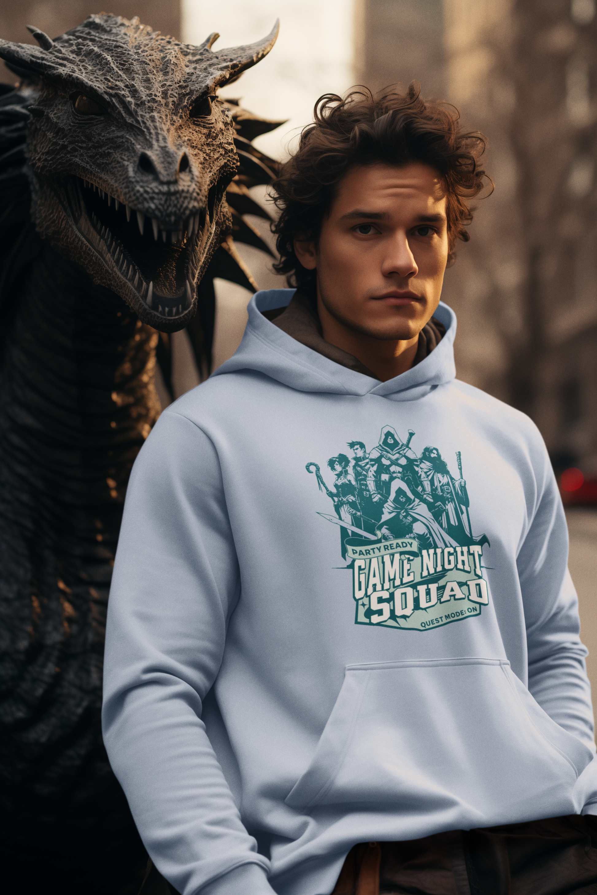 man-wearing-game-night-squad-tabletop-rpg-hoodie-blue