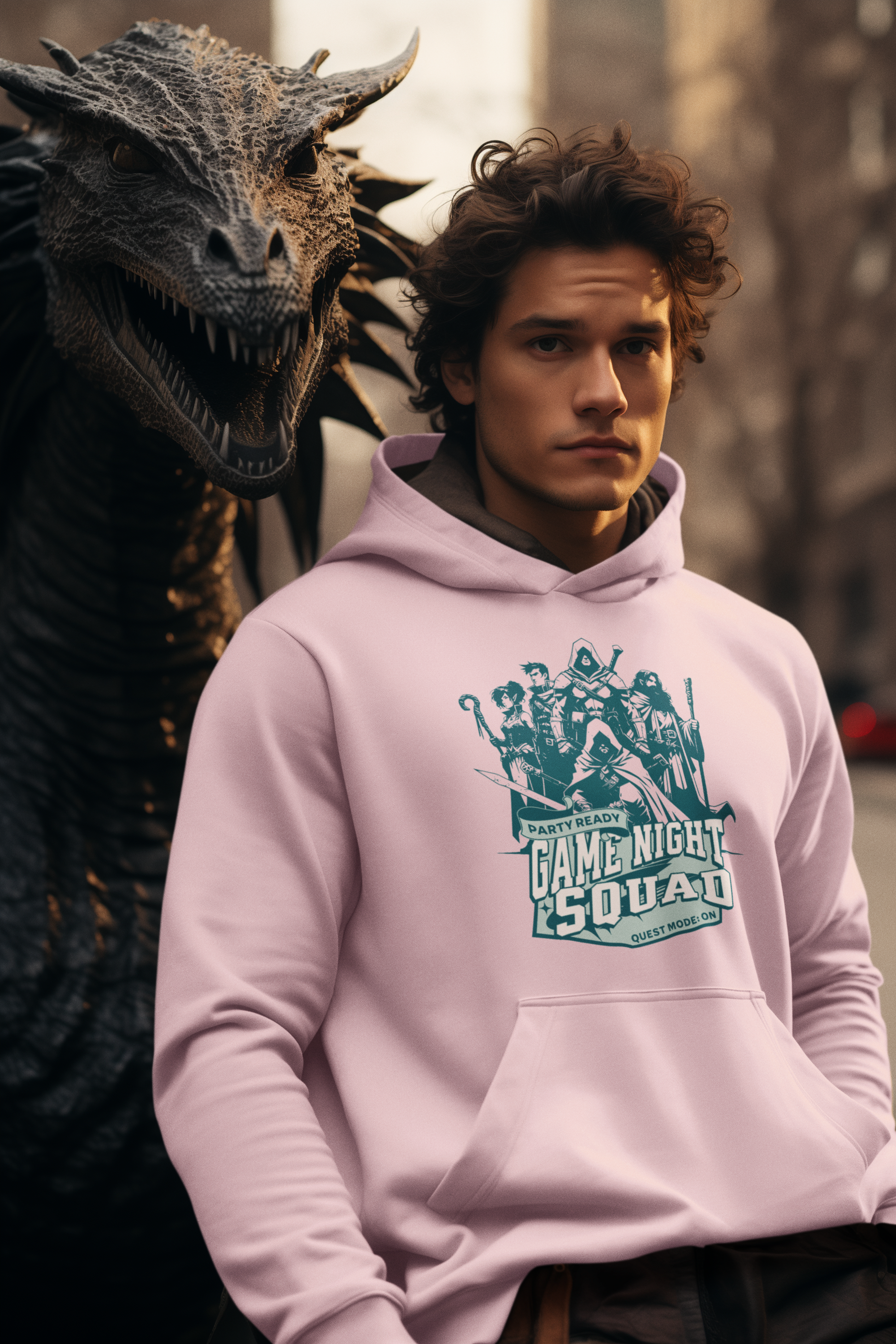 man-wearing-game-night-squad-tabletop-rpg-hoodie-pink