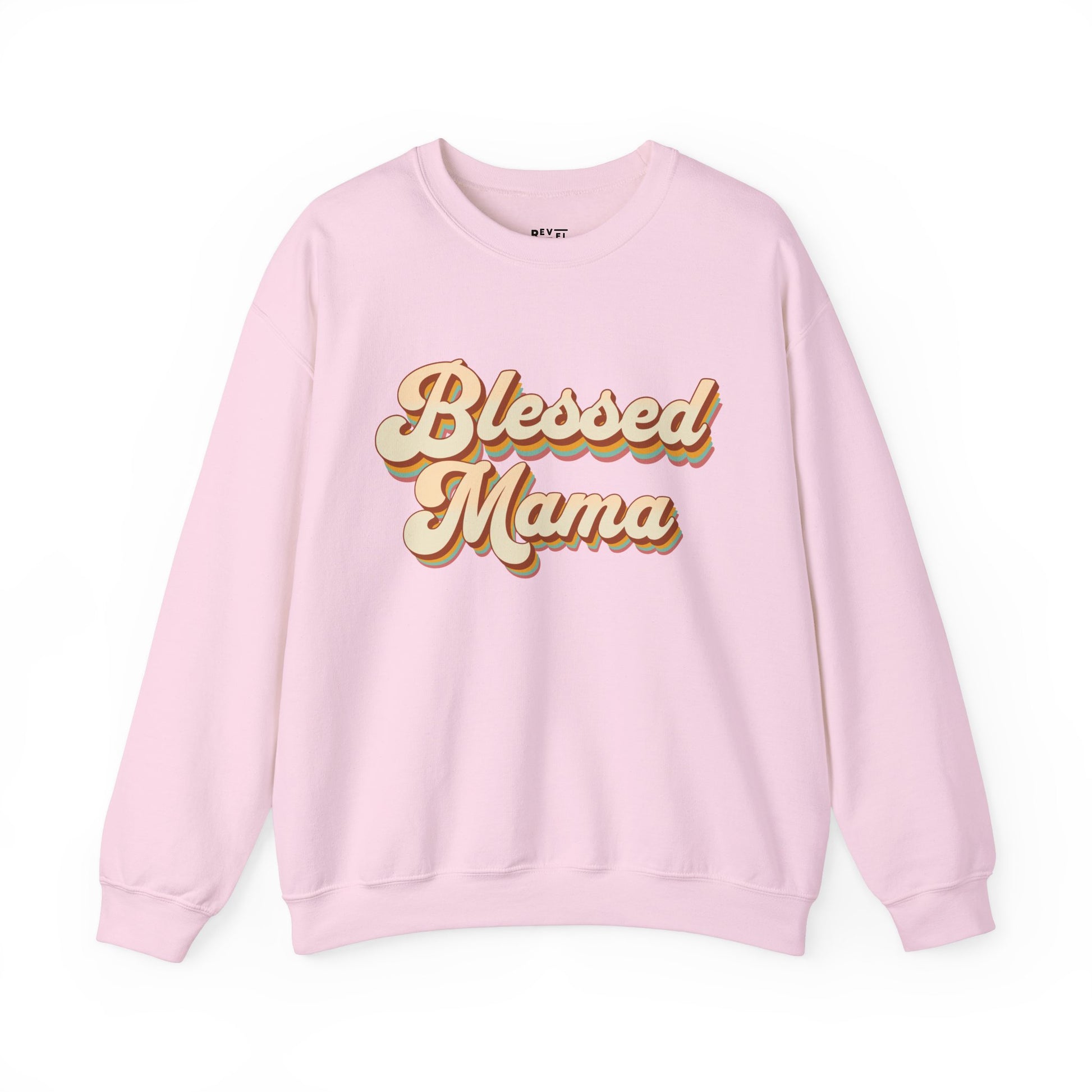 mom-wearing-blessed-mama-sweatshirt-closeup-pink