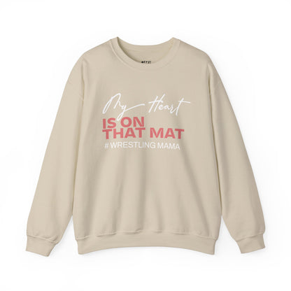 my-heart-is-on-that-mat-wrestling-mom-sweatshirt-closeup-sand
