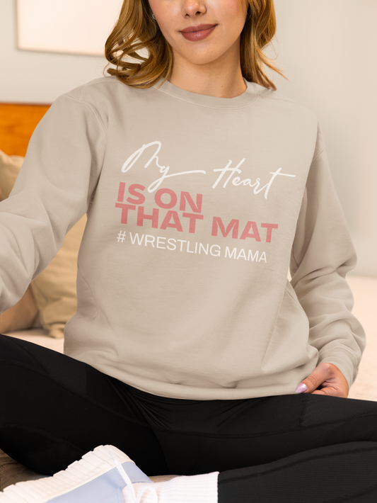 my-heart-is-on-that-mat-wrestling-mom-sweatshirt-sand