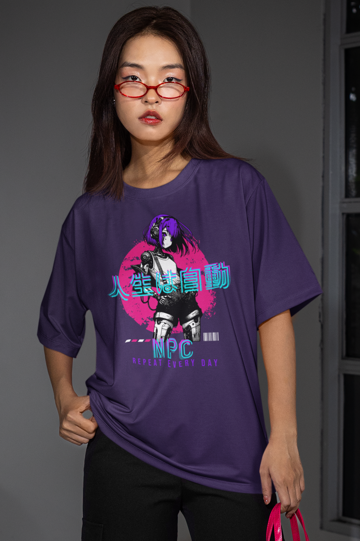 person-wearing-anime-npc-graphic-tee-color-purple