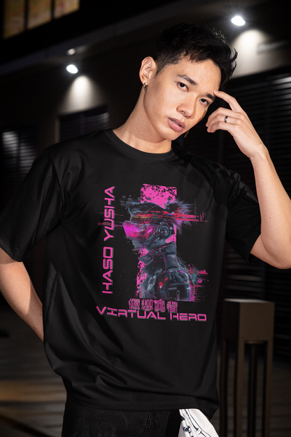 person-wearing-anime-virtual-hero-tee-color-black
