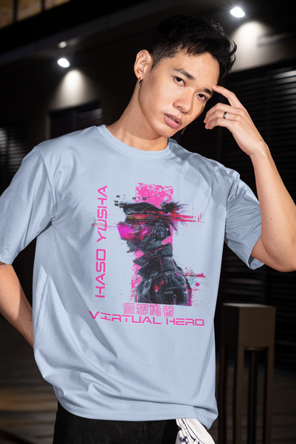 person-wearing-anime-virtual-hero-tee-color-blue