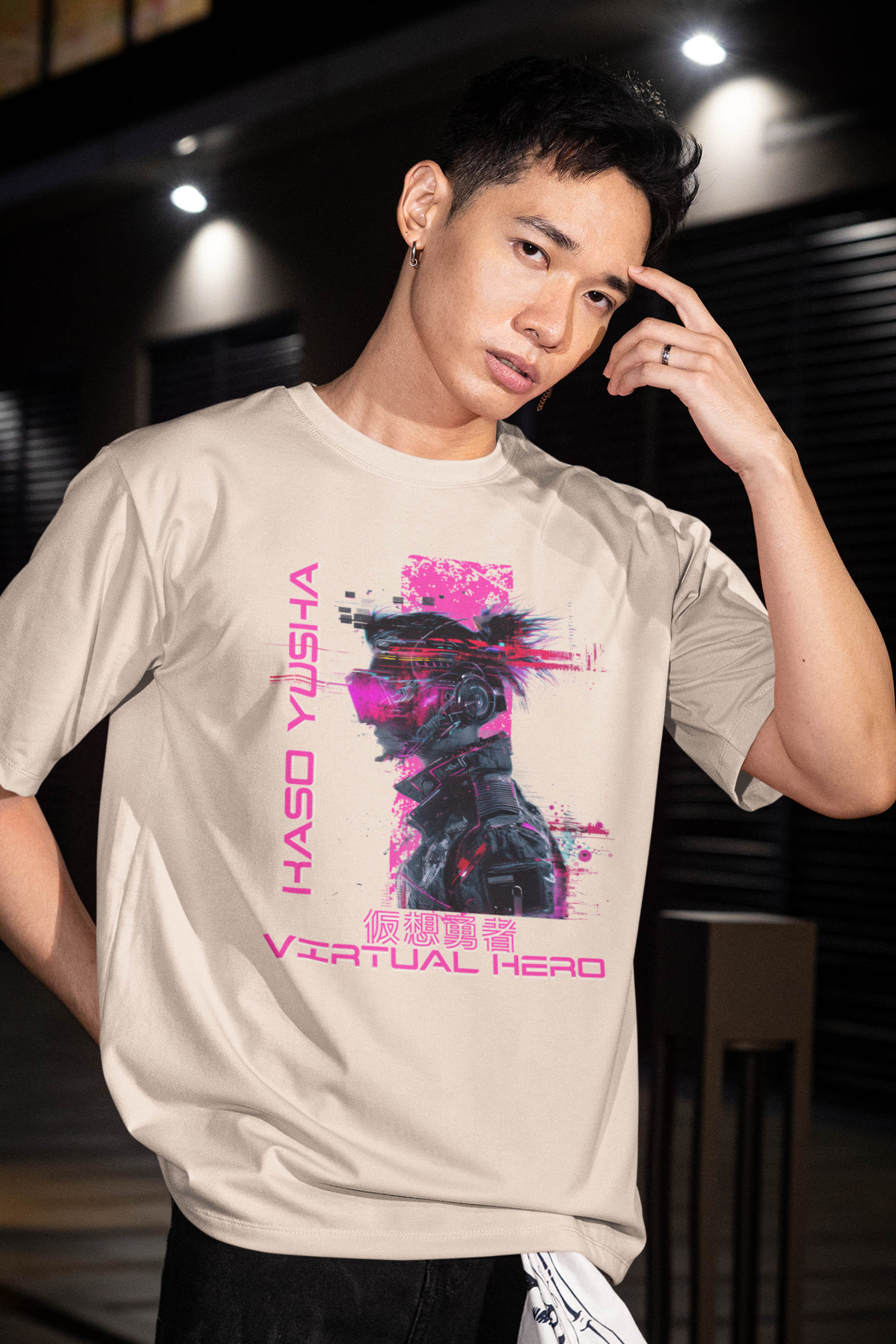 person-wearing-anime-virtual-hero-tee-color-cream