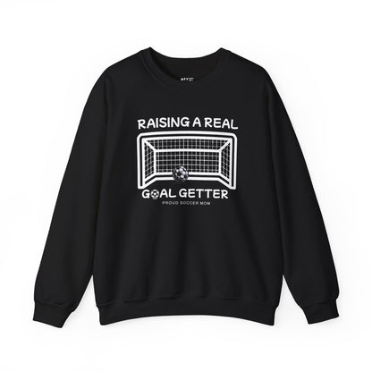 raising-a-real-goalgetter-soccer-mom-sweatshirt-closeup-black