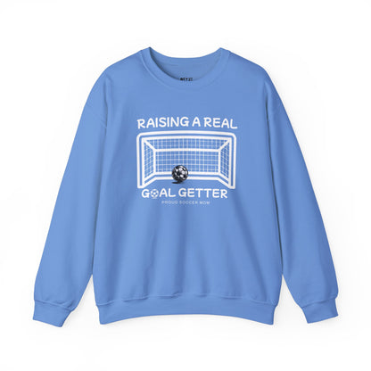 raising-a-real-goalgetter-soccer-mom-sweatshirt-closeup-blue