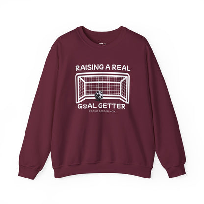 raising-a-real-goalgetter-soccer-mom-sweatshirt-closeup-maroon