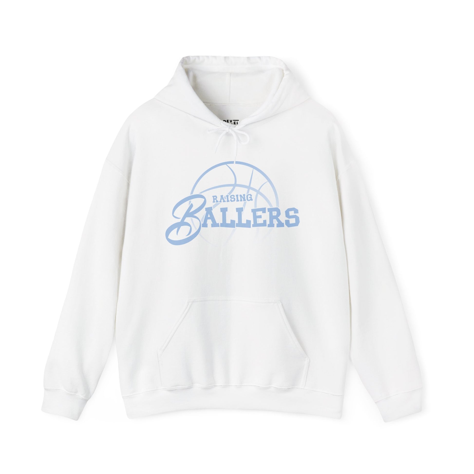 raising-ballers-basketball-dad-hoodie-closeup-white