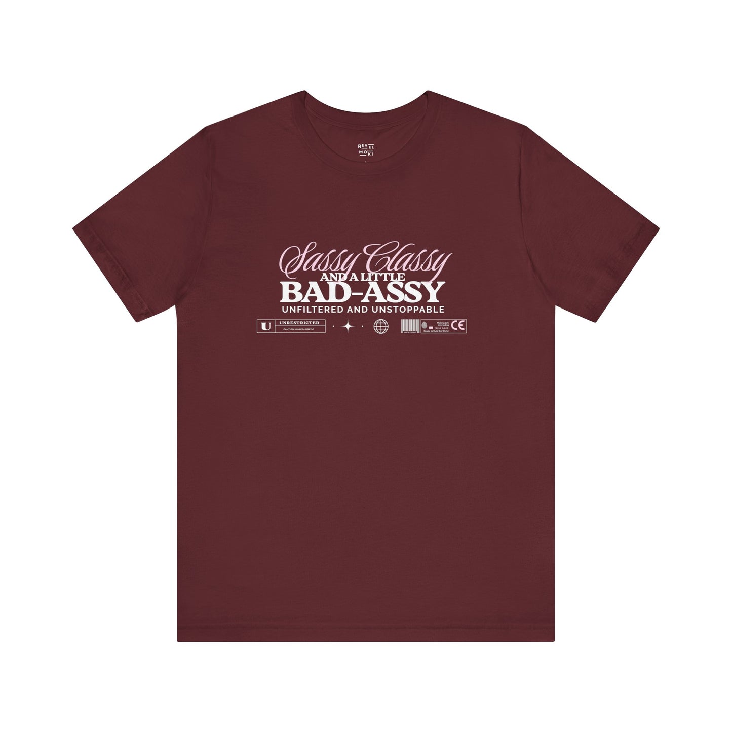 sassy-classy-badassy-tshirt-closeup-maroon