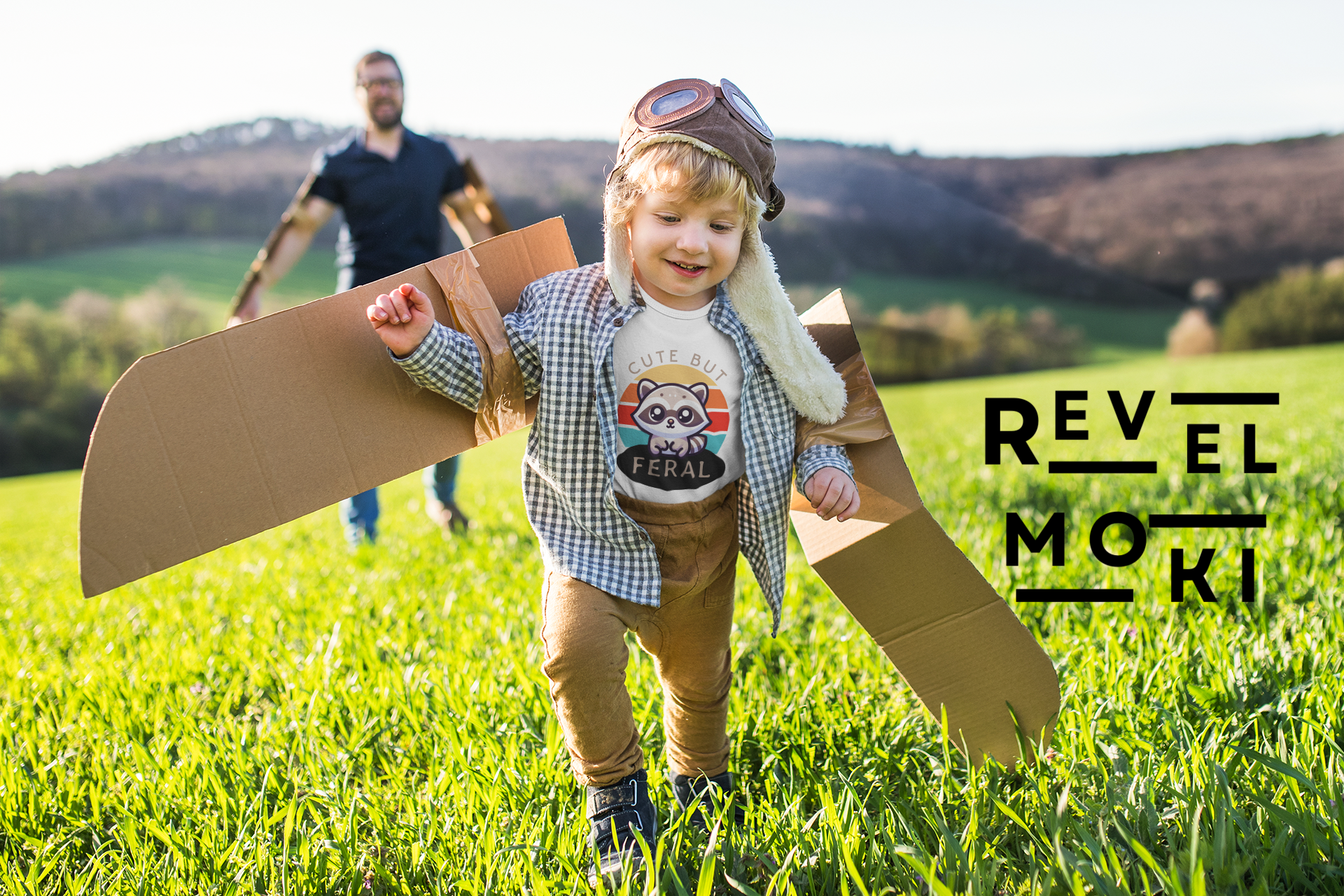 t-shirt-mockup-of-a-little-boy-playing-with-his-father-outside