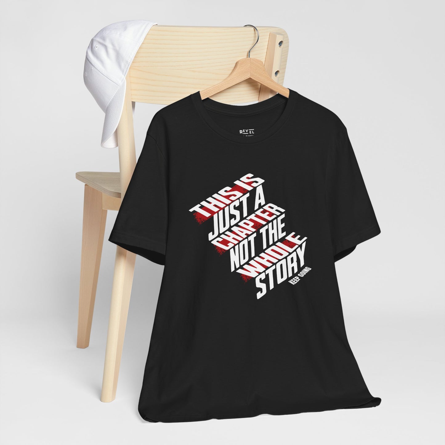 this-is-just-a-chapter-not-the-whole-story-keep-going-mental-health-tshirt-closeup-black