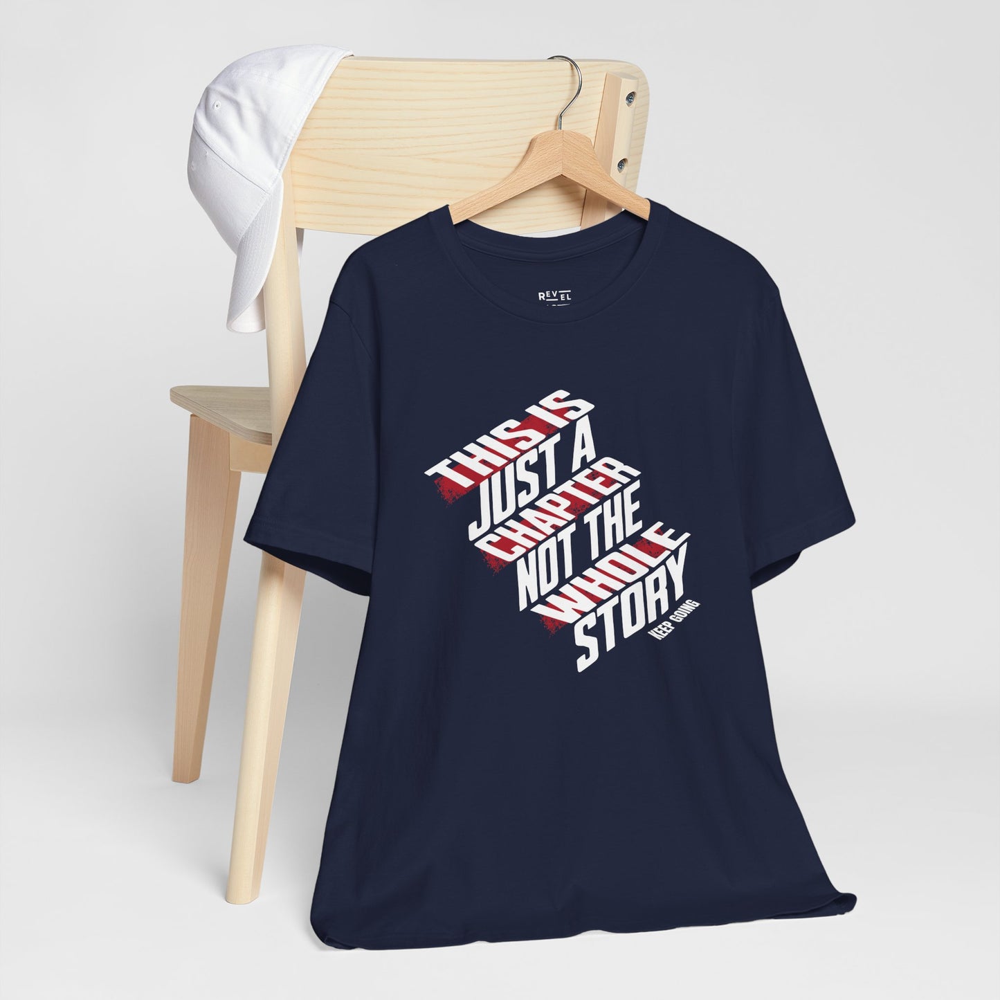 this-is-just-a-chapter-not-the-whole-story-keep-going-mental-health-tshirt-closeup-navy