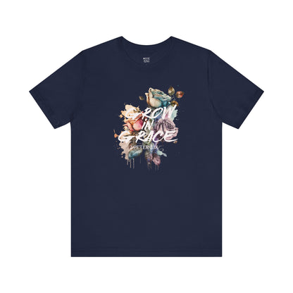 watercolor-floral-christian-woman-tee-closeup-navy