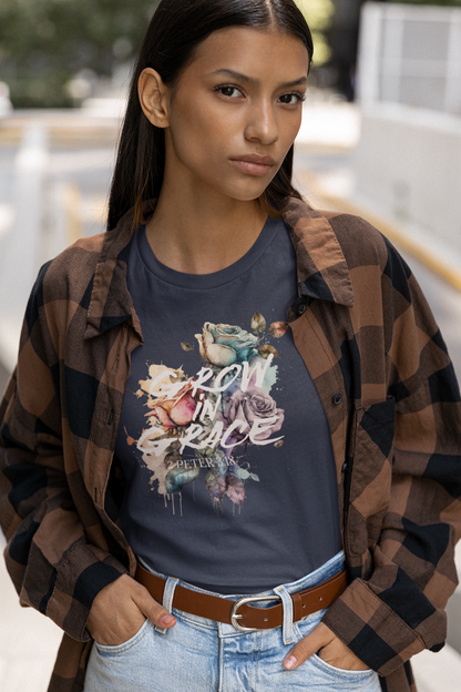watercolor-floral-christian-woman-tee-navy
