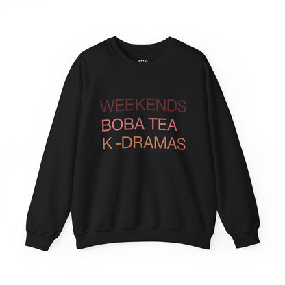 weekends-boba-kdrama-woman-sweatshirt-closeup-black