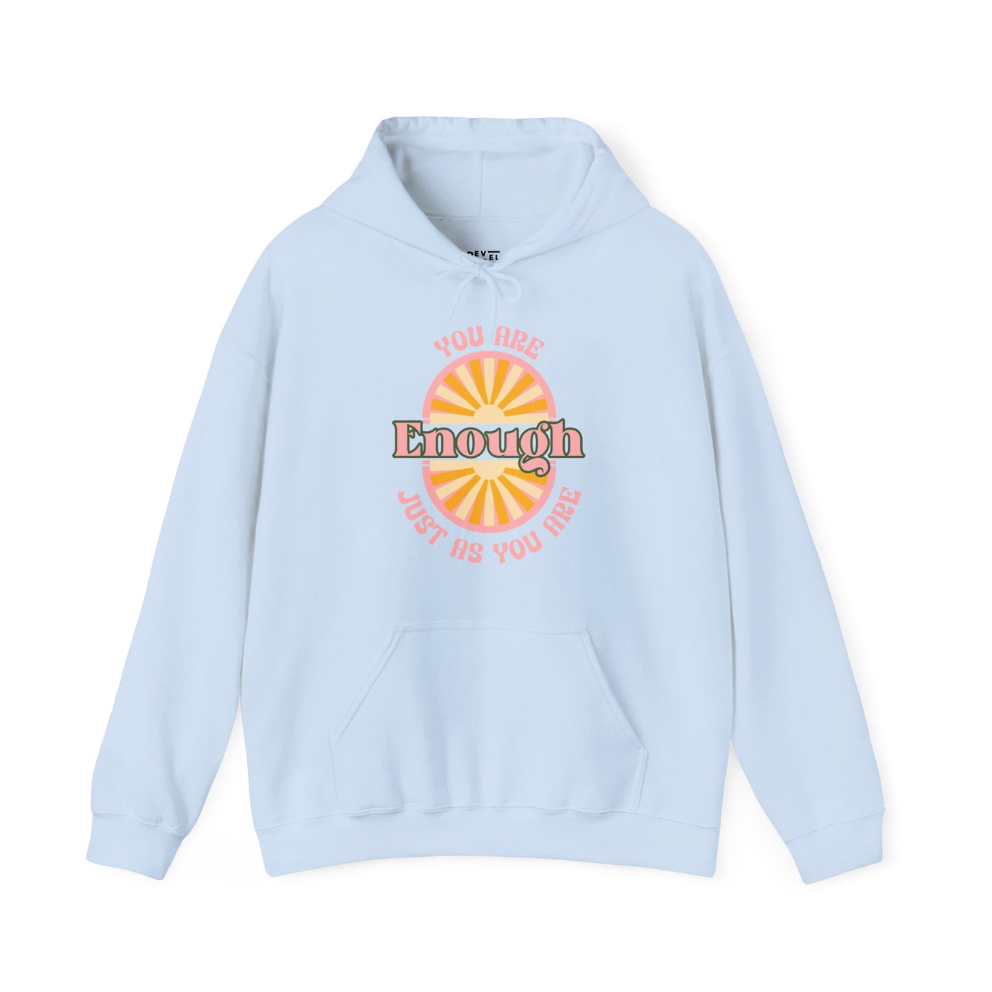 woman-in-beach-you-are-enough-floral-hoodie-closeup-blue