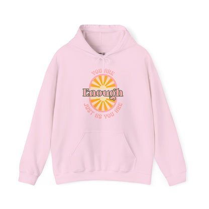 woman-in-beach-you-are-enough-floral-hoodie-closeup-pink