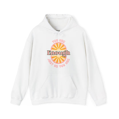 woman-in-beach-you-are-enough-floral-hoodie-closeup-white