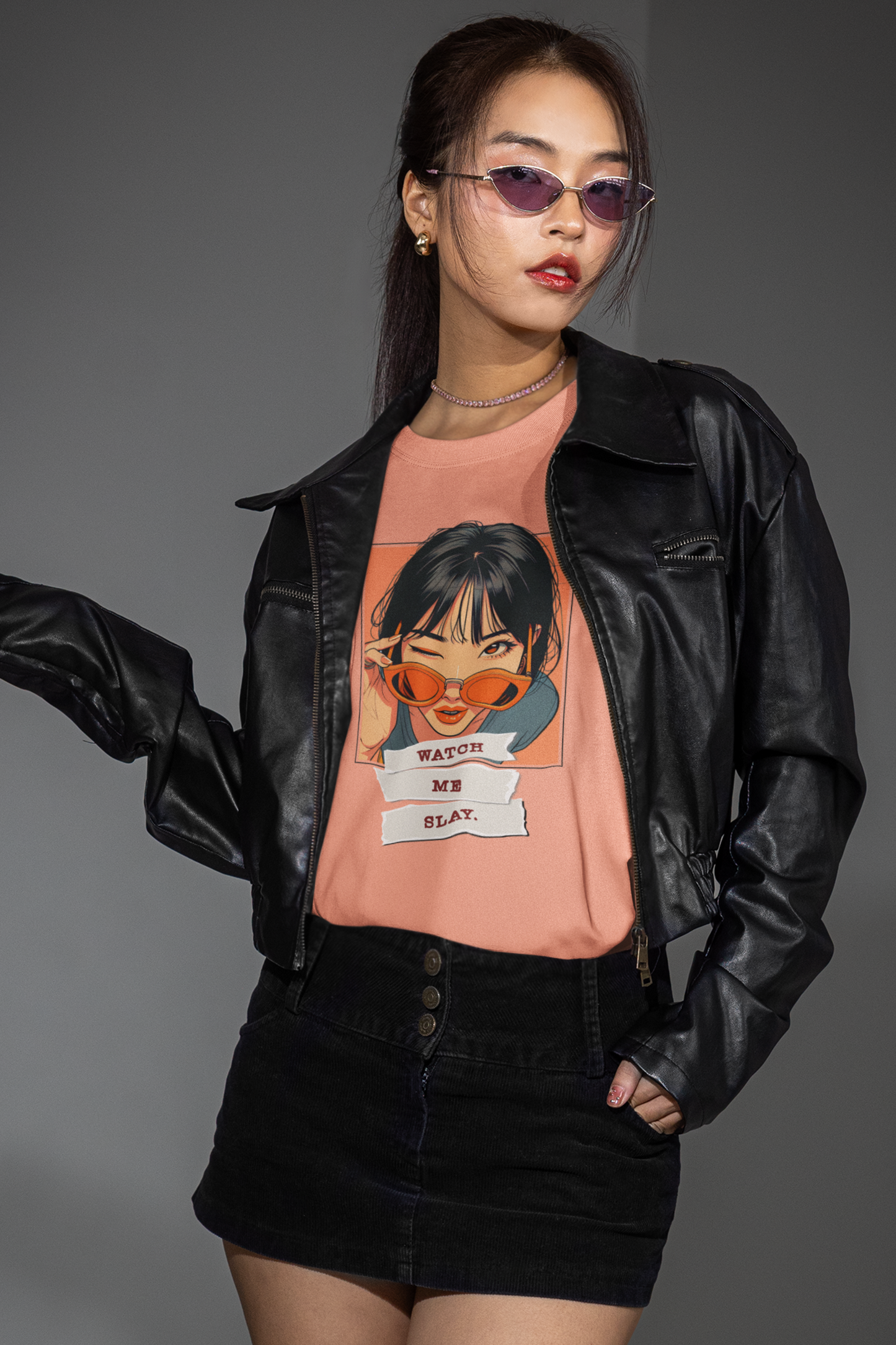 woman-wearing-watch-me-slay-woman-tee-color-sunset
