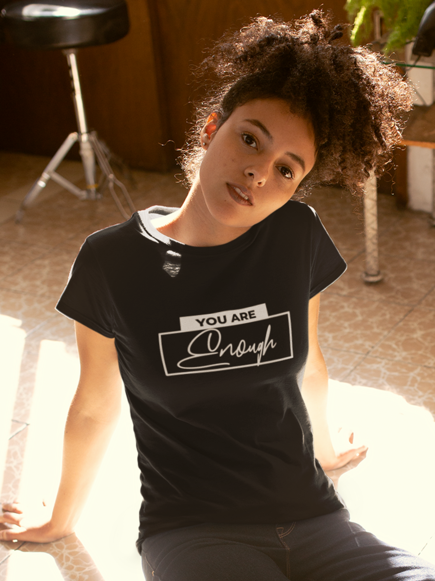 you-are-enough-woman-tee-black