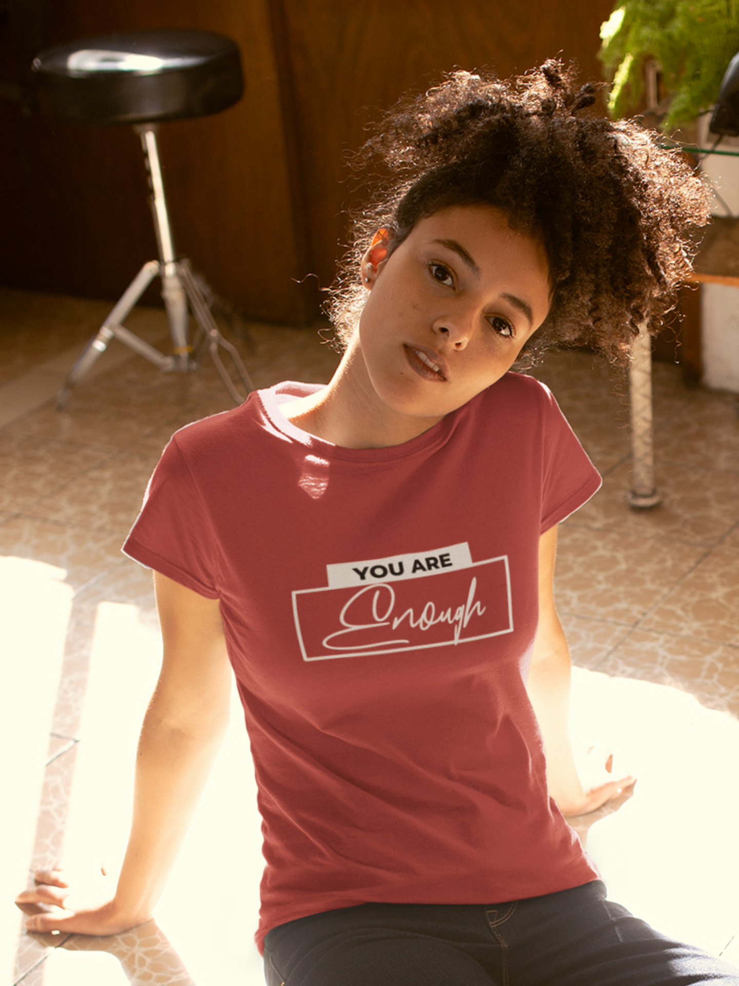 you-are-enough-woman-tee-red